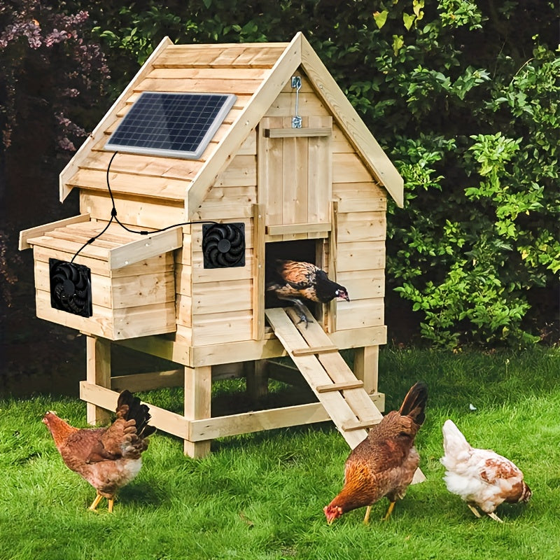 Portable Solar Panel with Fan Kit, No Extra Battery Required, Perfect for Garden, Patio, Lawn Leisure, Chicken Coop Ventilation and Heat Dissipation