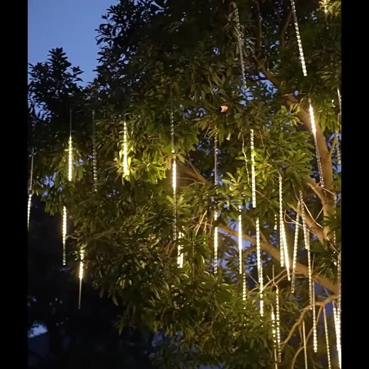 One solar remote control meteor light, with 8 tubes, outdoor waterproof, suitable for Christmas, Halloween, birthday, wedding and outdoor holiday decoration, meteor light
