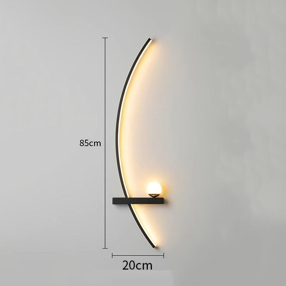 LED Metal Wall Light Bedside Indoor Decorative Curved Wall Sconce - 3 Color Temperatures, Modern Minimalist Linear Wall Light, Suitable for Bedroom, Hallway, Bedside, Living Room.