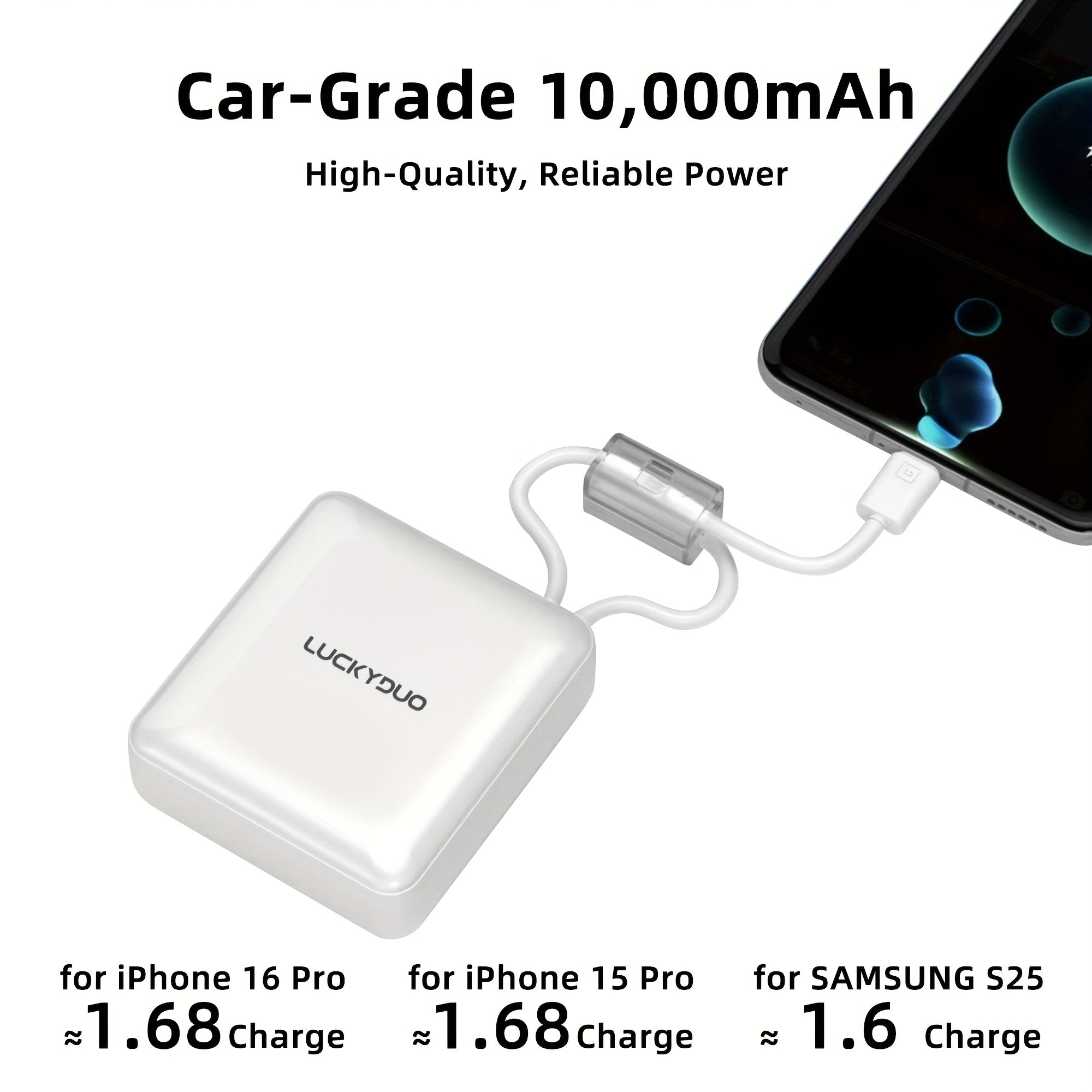 No Cables Needed, Fast Charging Anytime! 10000mAh Mini Power Bank, 22.5W High Power, Built-in Cables Compatible with Apple And Android Portable Charger (local Warehouse)