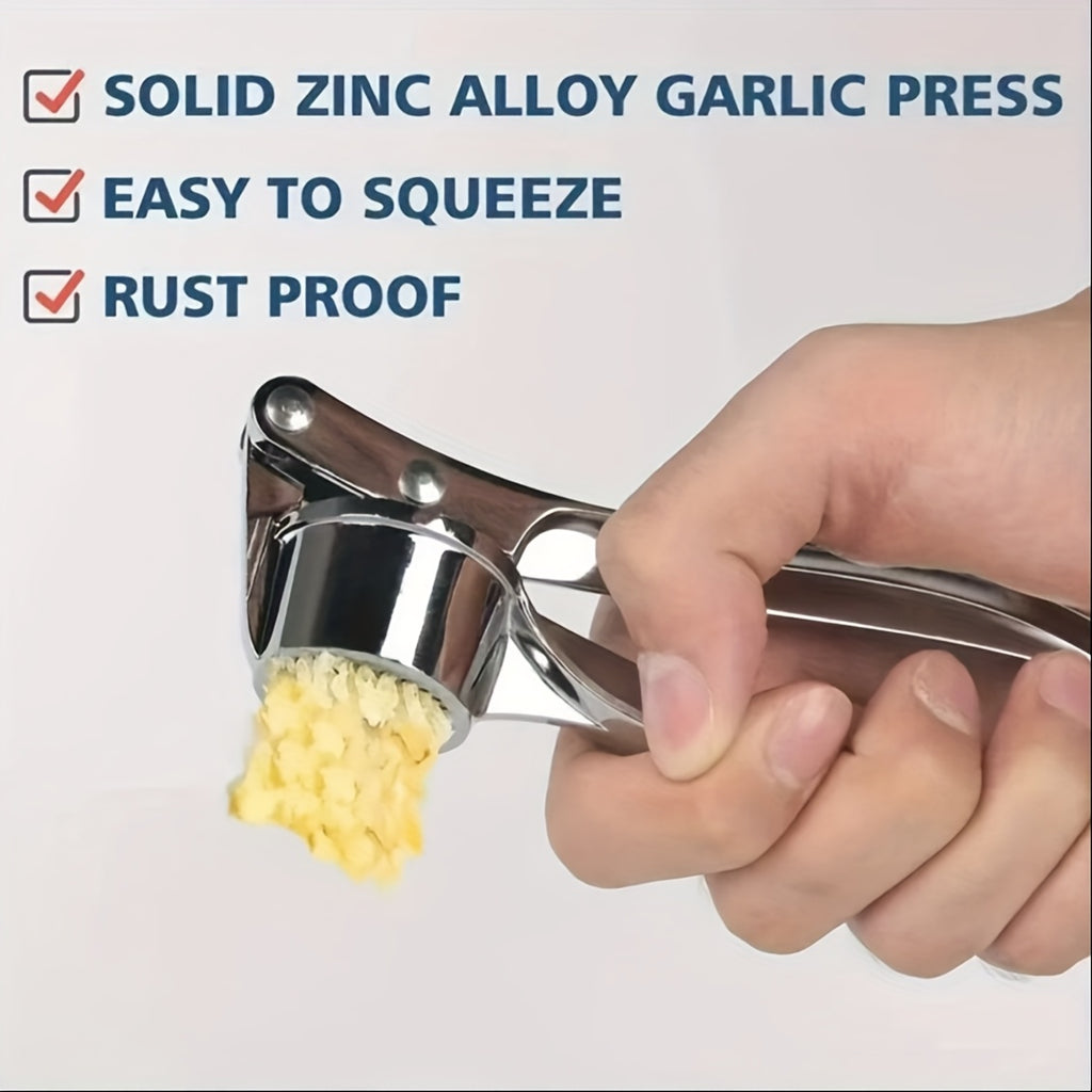 One Premium Stainless Steel Garlic Press - Easy Garlic Mincer & Ginger Crusher, Easy-to-Clean Kitchen Tool, Durable Garlic Chopper for Everyday Cooking