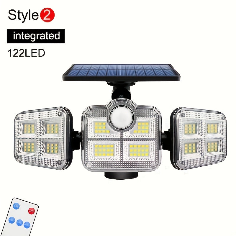1-Piece 20W Ultra-Bright Solar Wall Light, 122 LED IP65 Outdoor Indoor Solar Garden Light, Adjustable Lamp Head with Wide Lighting Angle