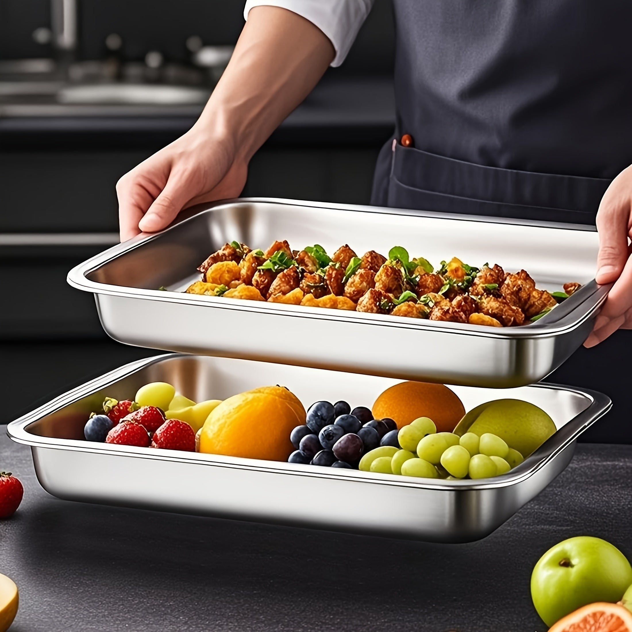 Buy 3 Get 2 Free: 5-Piece Premium Stainless Steel Food Storage Containers – With Lids, Stackable & Easy to Clean – Perfect for Picnics, Meal Prep & Fridge Organization