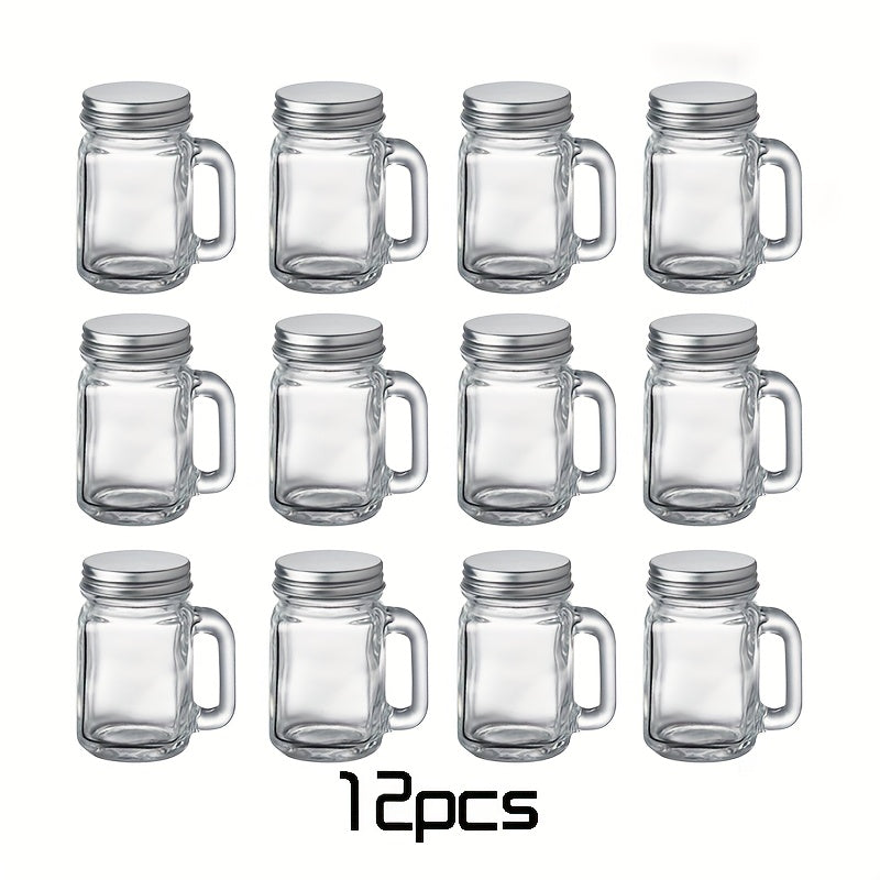 6pcs & 12pcs Mini Handle Cup 1.18oz Italian Espresso Cup – Glass Material, Easy to Carry – Perfect for Espresso – Sealed Glass Bottle for Camping