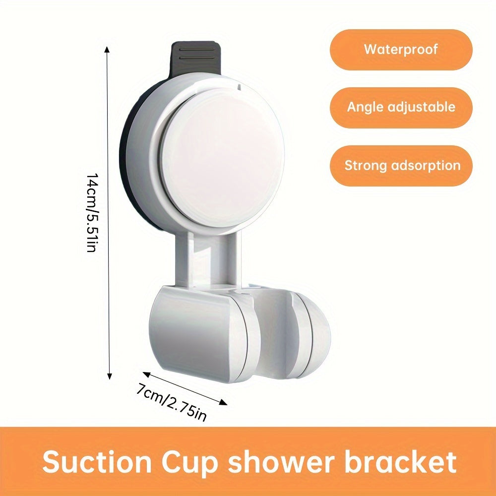 [1 pc] Jiayun Wall-Mounted Shower Suction Cup Holder, Handheld Adjustable Showerhead Bracket for Shower System - Grey, ABS Plastic, No Drilling Needed - Easy to Use, American Standard G1/2 Connector Port, Summer Shower Accessory