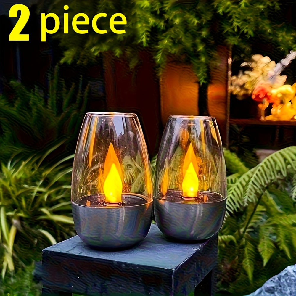 2 Pack Solar Candle Light Warm Light Large Flame, No Charging Needed, Smart Light Control, Smart Lamp, Birthday Candle Light, Decorative Arrangement, Landscape Light, Decorative Ornament, Flickering Effect, Tabletop Decorative Light