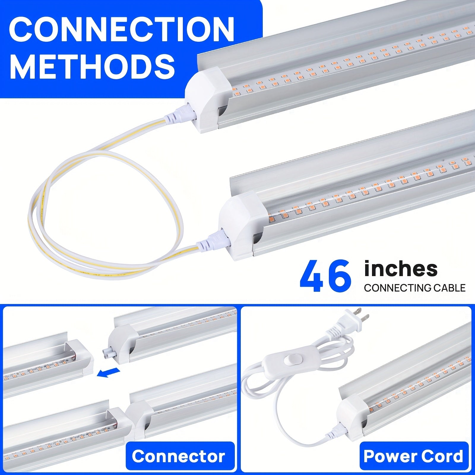 Indoor Plant Grow Light, 4ft T8, 270W (6 x 45W, 1620W Equivalent), Full Spectrum Sunlight Plant Light, LED Indoor Plant Grow Light for Greenhouse, 6-Pack