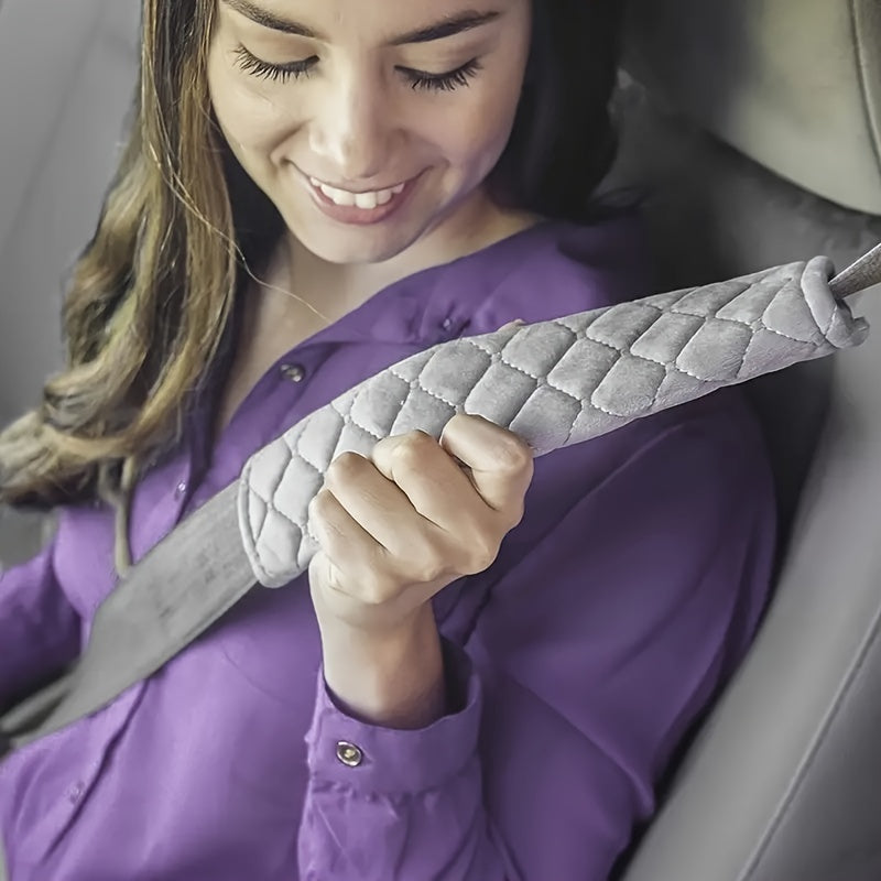 Soft Flannel Seatbelt Cover – Premium Trendy Cute Extended Shoulder Pad for Large & Small Trucks, Cars, Auto Safety Belt Protector Anti-Wear