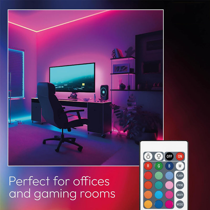 RGB 5050 LED灯带配24键控制器，变色发光LED灯串，39.37英寸至1574.8英寸LED灯带，适用于卧室、厨房、电视背景墙及节日装饰（圣诞节、万圣节、生日）