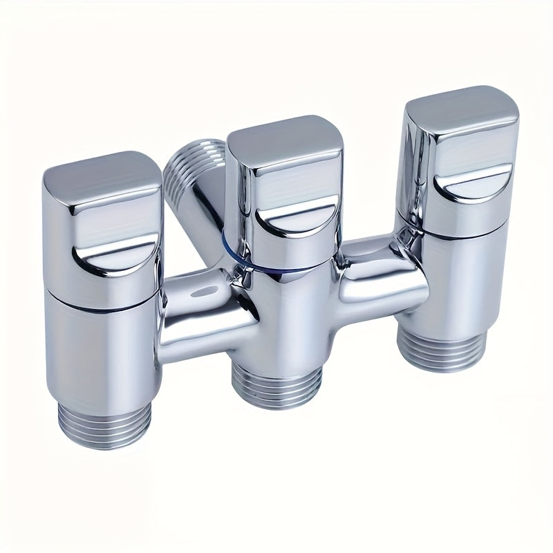 3-Way Stainless Steel Water Divider - Wall Mount 3-Control Valve, Independent Handles, Corrosion-Resistant, Space-Saving - For Kitchen, Bathroom, Balcony - Compatible with Faucet, Heater, Small Sink