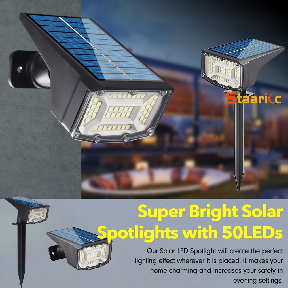 Staaricc 4/2 pack solar wall light/floor lamp, solar spotlight 50 SMD LEDs, sensor light, solar lawn spot light, suitable for garden, courtyard, balcony, lawn, roadside, party – smart sensor, light sensor