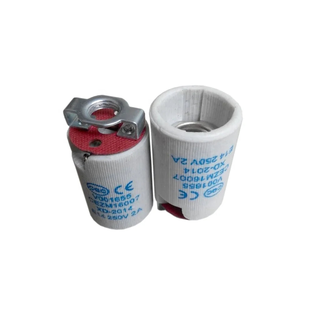 b2b CE certified E14 lampholder ceramic screw bulb factory price E14 lamp holder ceramic base without cable