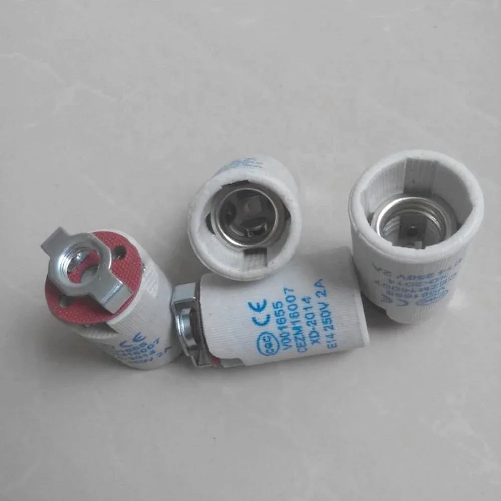 b2b CE certified E14 lampholder ceramic screw bulb factory price E14 lamp holder ceramic base without cable