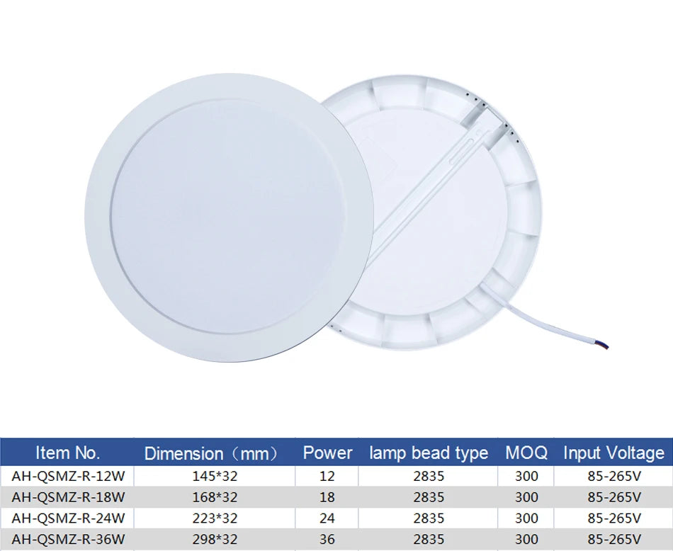 b2b 12w 18w 24w 36w indoor ceiling mount home custom shape LED surface round square LED panel light