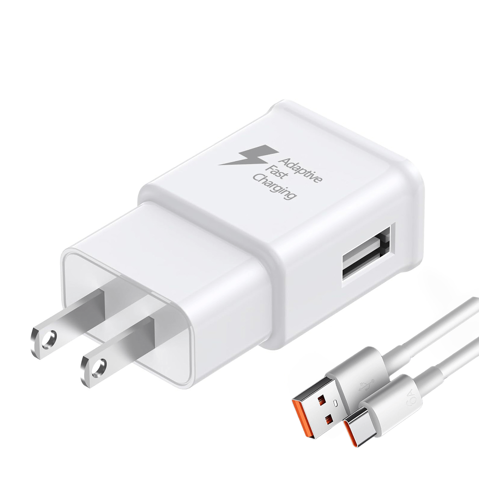 Charger Adapter Compatible with Samsung S25/S24/S23/S22/S22 Ultra/S21/S20/S10/S9/S8/S7/Edge/Note 10 Fast Charging (White, Black, Pack of 1/2)