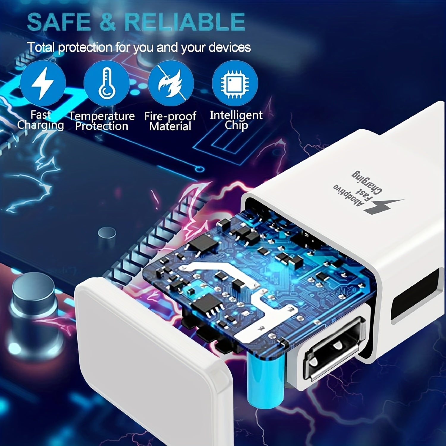 Charger Adapter Compatible with Samsung S25/S24/S23/S22/S22 Ultra/S21/S20/S10/S9/S8/S7/Edge/Note 10 Fast Charging (White, Black, Pack of 1/2)