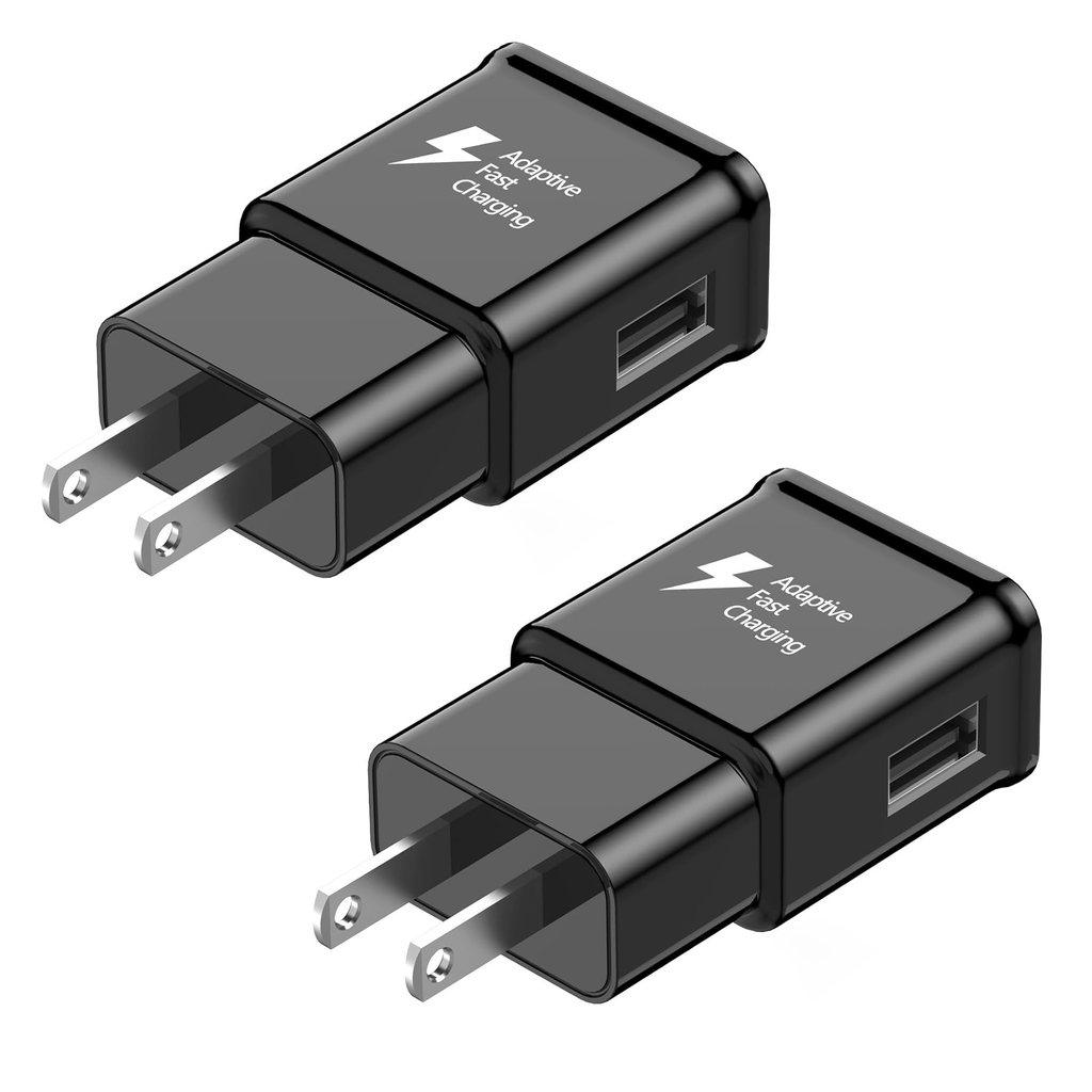 Charger Adapter Compatible with Samsung S25/S24/S23/S22/S22 Ultra/S21/S20/S10/S9/S8/S7/Edge/Note 10 Fast Charging (White, Black, Pack of 1/2)