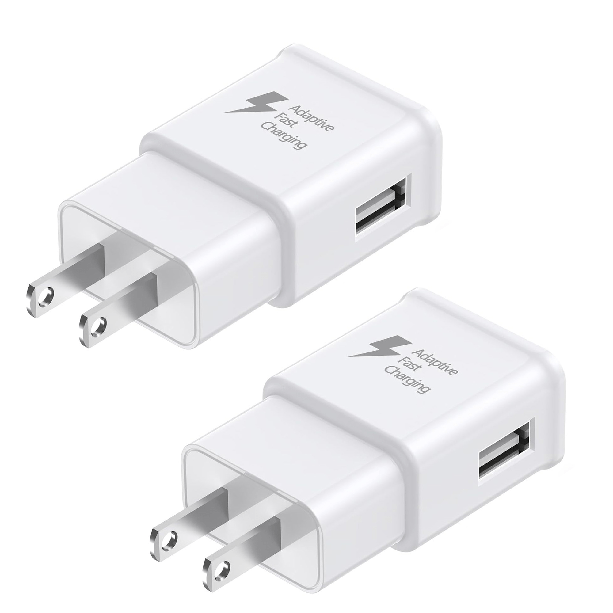 Charger Adapter Compatible with Samsung S25/S24/S23/S22/S22 Ultra/S21/S20/S10/S9/S8/S7/Edge/Note 10 Fast Charging (White, Black, Pack of 1/2)
