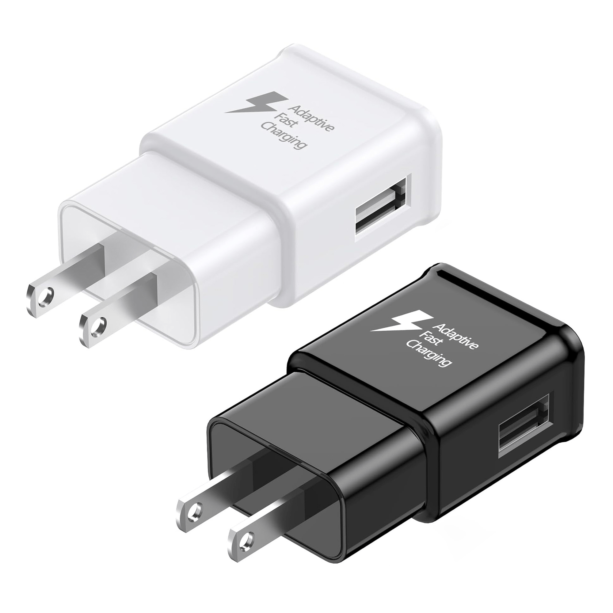 Charger Adapter Compatible with Samsung S25/S24/S23/S22/S22 Ultra/S21/S20/S10/S9/S8/S7/Edge/Note 10 Fast Charging (White, Black, Pack of 1/2)