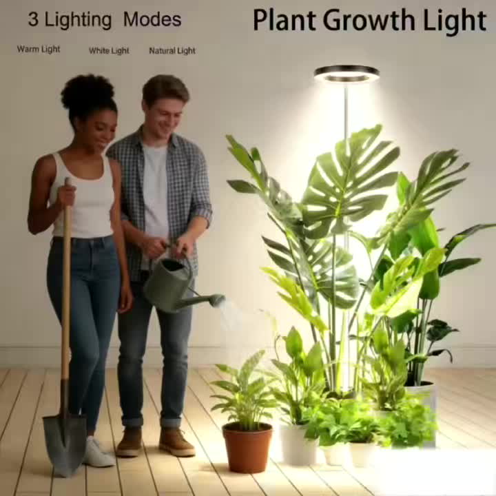 Large Head LED Grow Light, 15.5cm/6.1inch Diameter, USB Powered, Dual Color Temperature, Multi-Light Mode & Brightness Adjustable, Ideal for Indoor Large Potted Plant Lighting