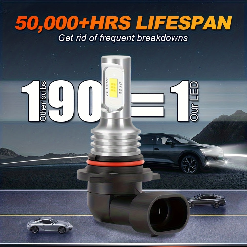 2-Pack High Power 9005 HB3 9006 HB4 LED Car Fog Light and Headlight Set, Mini Size 1:1 H11 H4 H7 H15 Headlights, Super Bright 6000K Car Light, Easy-to-Install Anti-Fog DRL Bulbs, No Battery Included