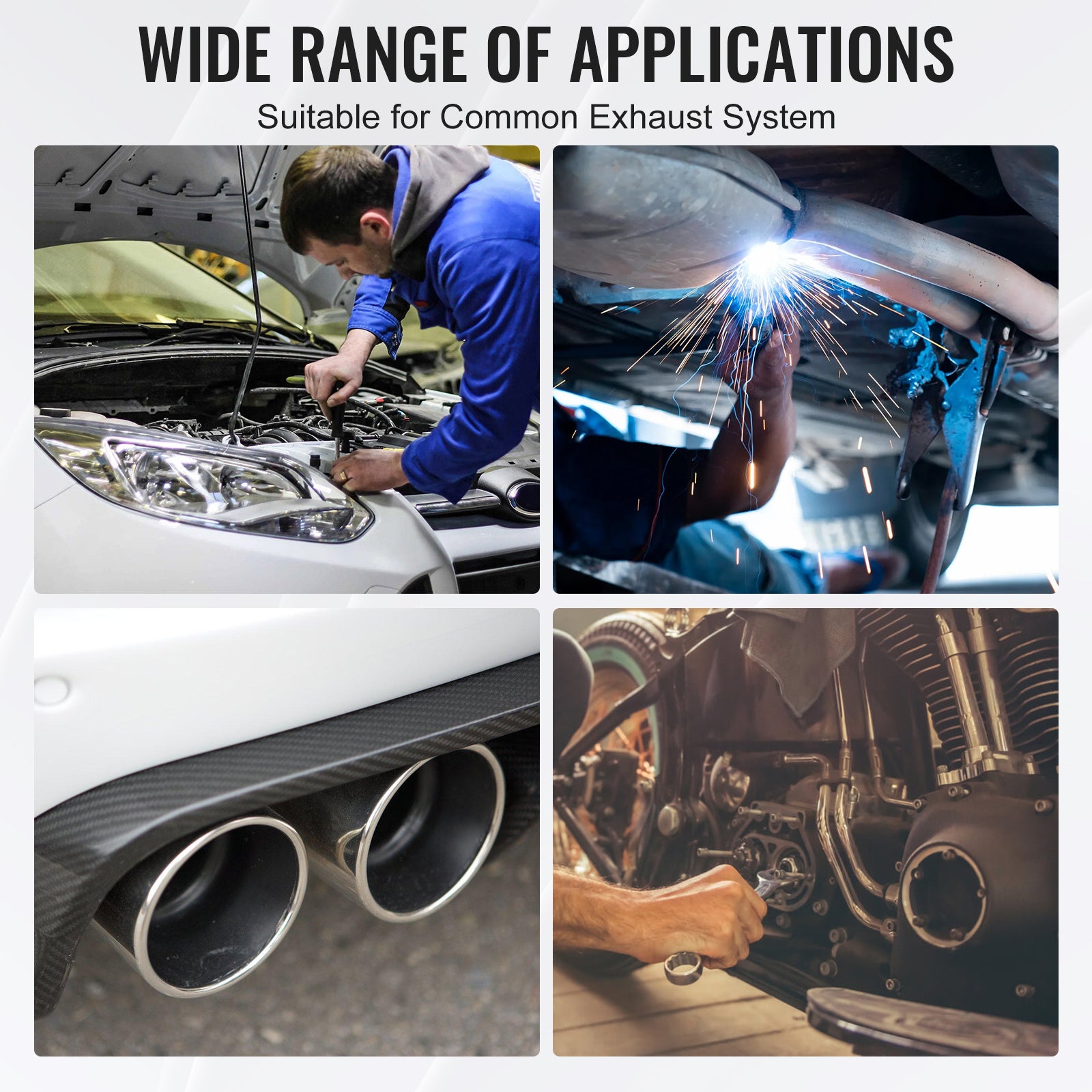 VEVOR DIY Universal Exhaust Kit 8/16 Pieces 2/2.25/2.5 Inch Exhaust Pipe Kit with Slip-on Connectors
