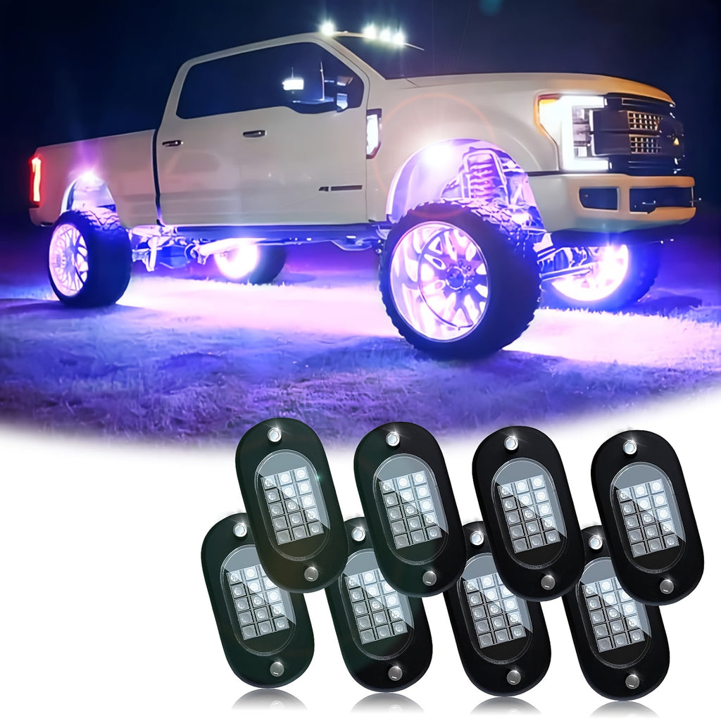 Truck Underbody Ambient Light Rolling Light Kit, Dream RGB Colorful Car Chassis Decorative Light, Multi-Color Car Wheel Light Strip, Footwell Neon Light Kit, Suitable for Pickup Off-Road RZR SUV ATV UTV Car Ambient Light, Smart Light Strip