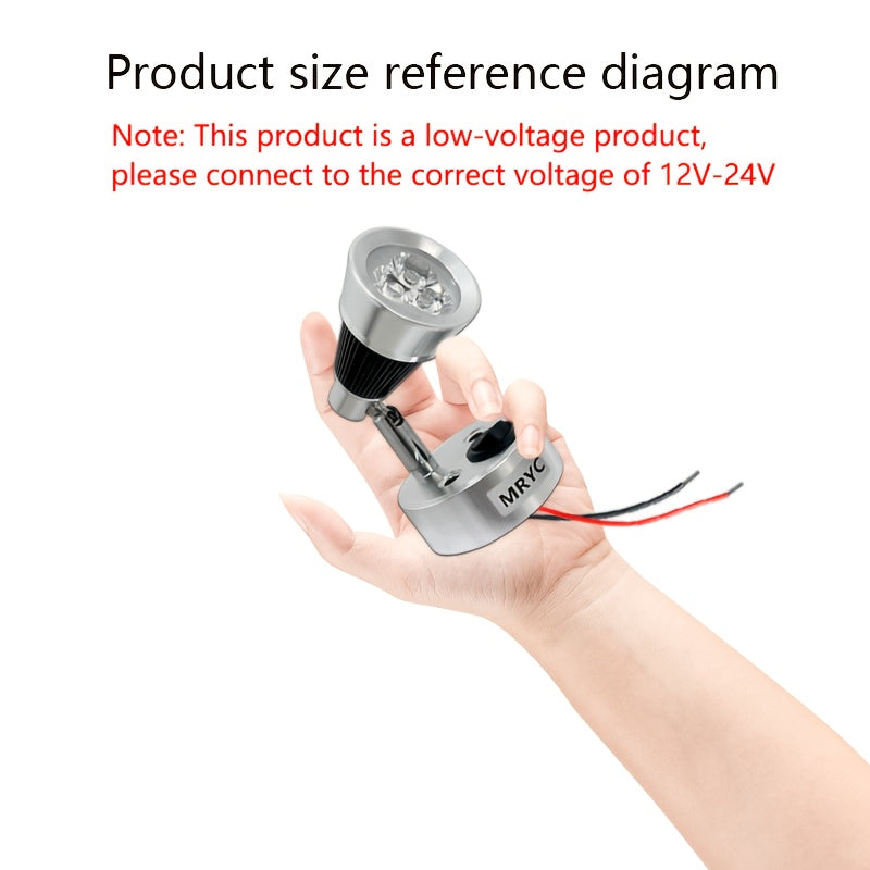 1pc RV indoor lighting light rotatable LED reading light spotlight, with push button switch, 3W bedside reading lamp, suitable for camper van, trailer, station wagon, marine yacht indoor lighting, DC12-24V