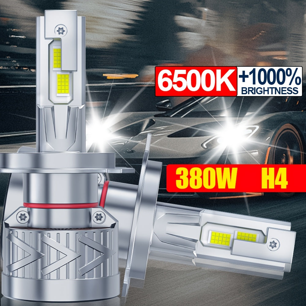 2-Pack LED Car Headlight Bulbs H1 H4 9003 HB2 H7 H18 H8 H9 H11 H16, 2000 Lumens, 6500K, Plug-and-Play, with External Driver, Compatible with 9005 9006 9012, 1000% Brightness Increase, Equipped with Fast Cooling Fan