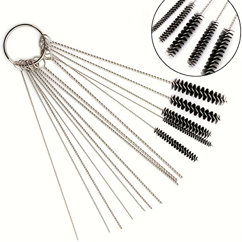 Carburetor Cleaning Tool Kit, Includes 10 Cleaning Needles and 5 Brushes
