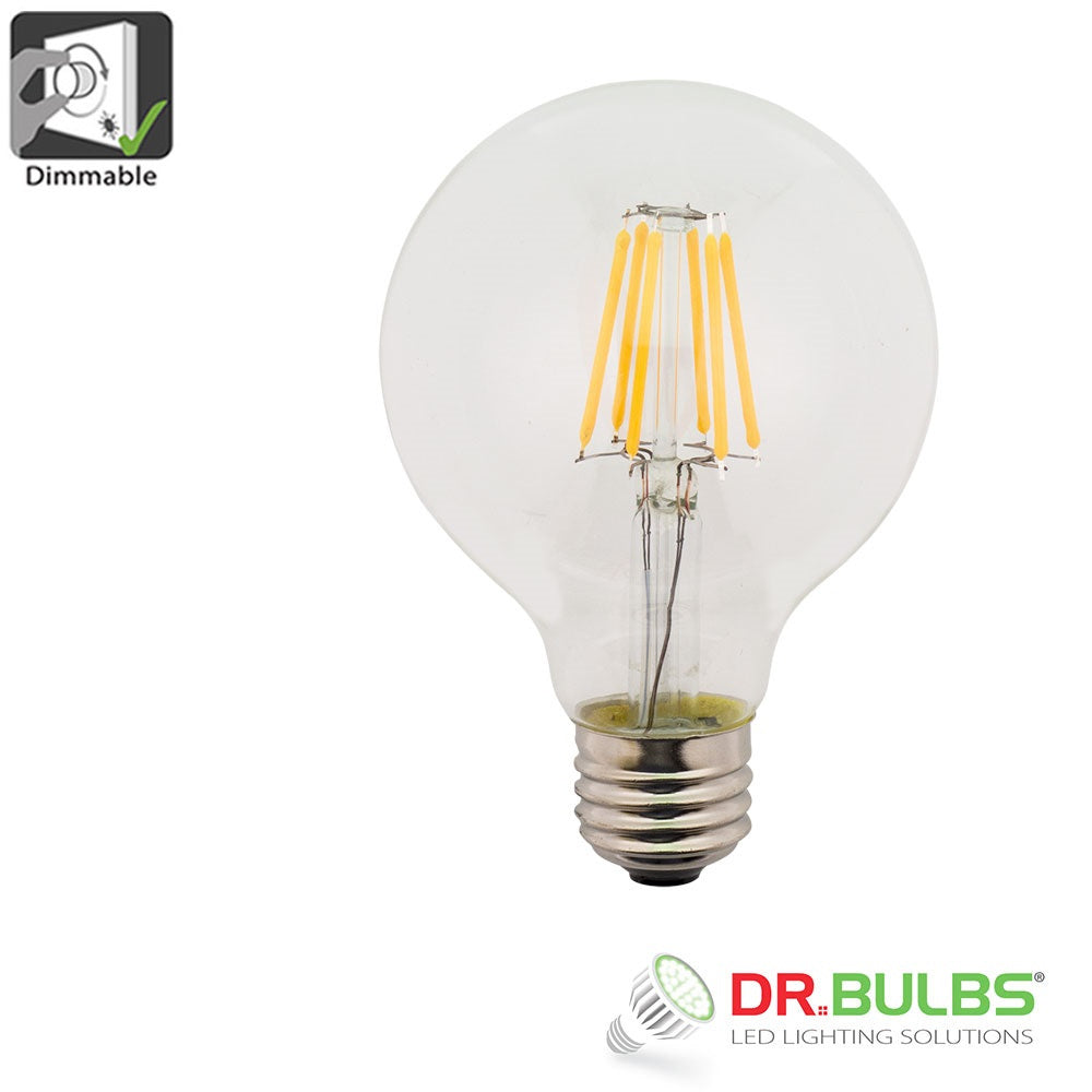 G25 5W LED (replaces 40W incandescent) 2200K ultra warm white dimmable LED filament globe bulb