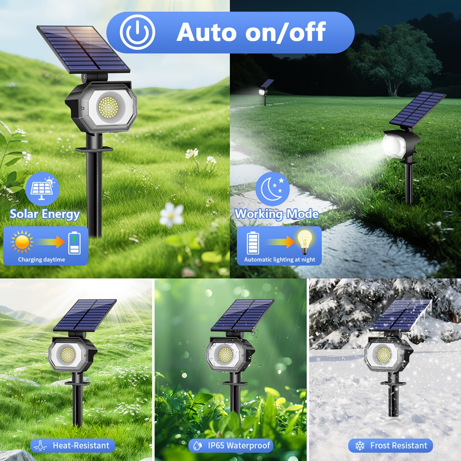 Outdoor Solar Garden Light 8-Piece Set, Suitable for Courtyard, Waterproof Design (IP65), 3 Lighting Options, Wall-Mountable, Light Sensor, Automatically Turns On at Night, Perfect for Floors, Porches and Gardens