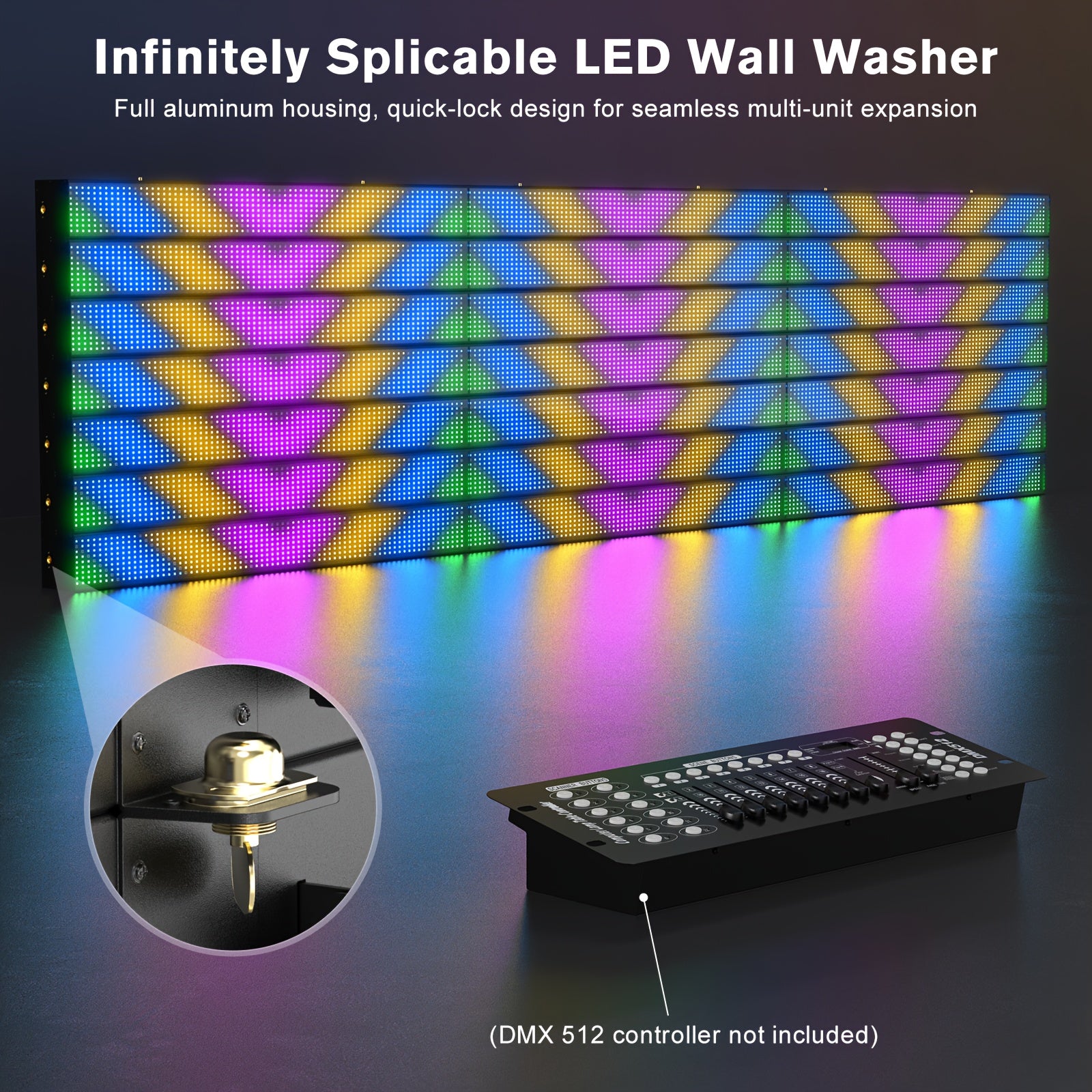 120W 666 LED RGB Wall Washer Light Bar, DJ Party Light Bar Stage Lighting, Supports 3/9/22-Channel DMX Control and Sound-Active Mode, Pixel Strobe Color Changing Light, Wall Washer Light for Church, Club, Live Performance, Wedding