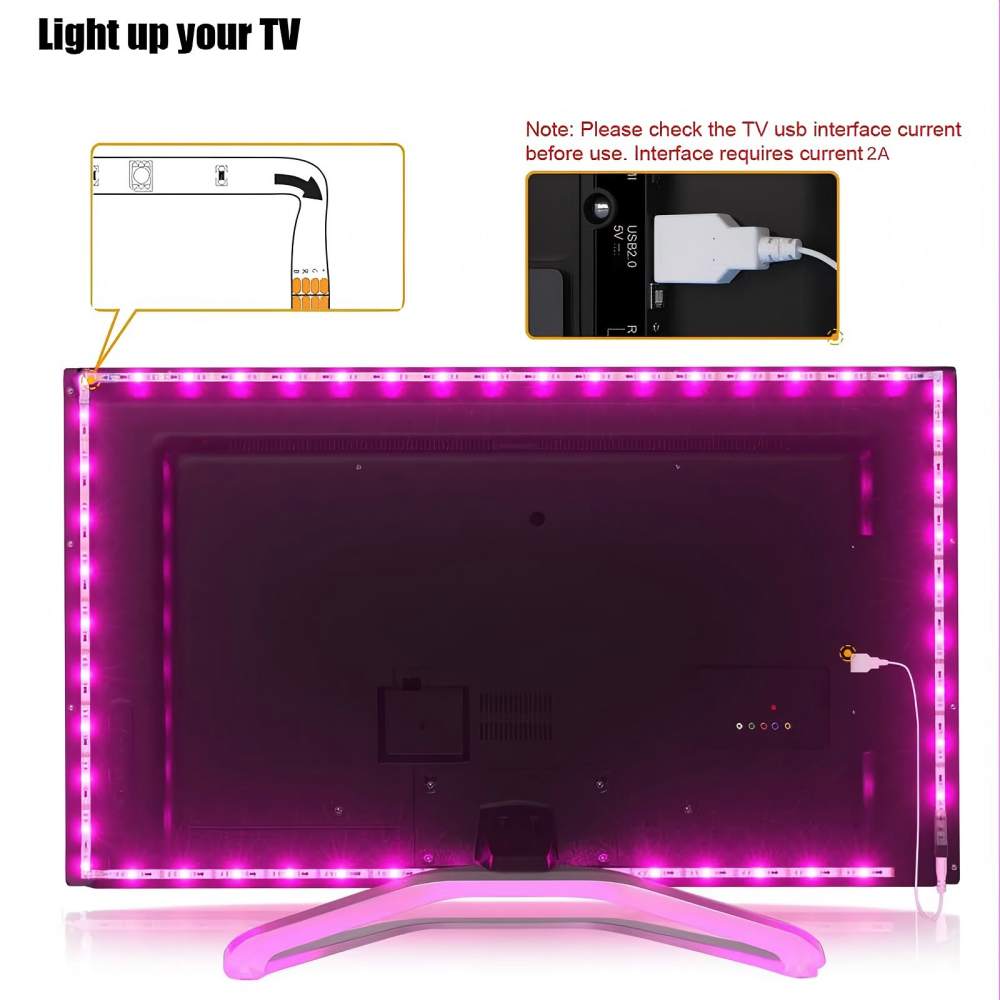 RGB 舞台氛围 LED 灯带 3.28ft‑131.23ft USB 供电 3 键控制 多色可变光 适用于派对演出婚庆节日布景 电视卧室客厅专业氛围照明