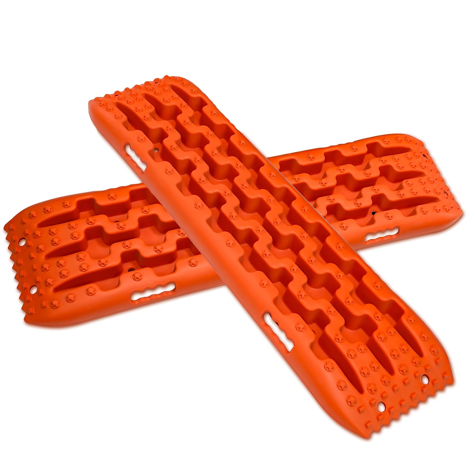 Off-Road Recovery Traction Boards – 4WD Rescue Mats for Mud, Sand, Snow & Rocky Terrain. Pair of 4x4 Recovery Tracks with 2 Straps, for RVs, Trucks, Jeeps, SUVs – Available in Orange & Red