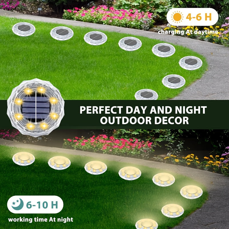 20 Pack Solar Ground Light Outdoor Waterproof Landscape Lighting, Stainless Steel Decorative Ground Light for Courtyard Path Lawn Garden Patio Driveway Walkway (Cool & Warm White Light), Garden Decoration, Path Lighting