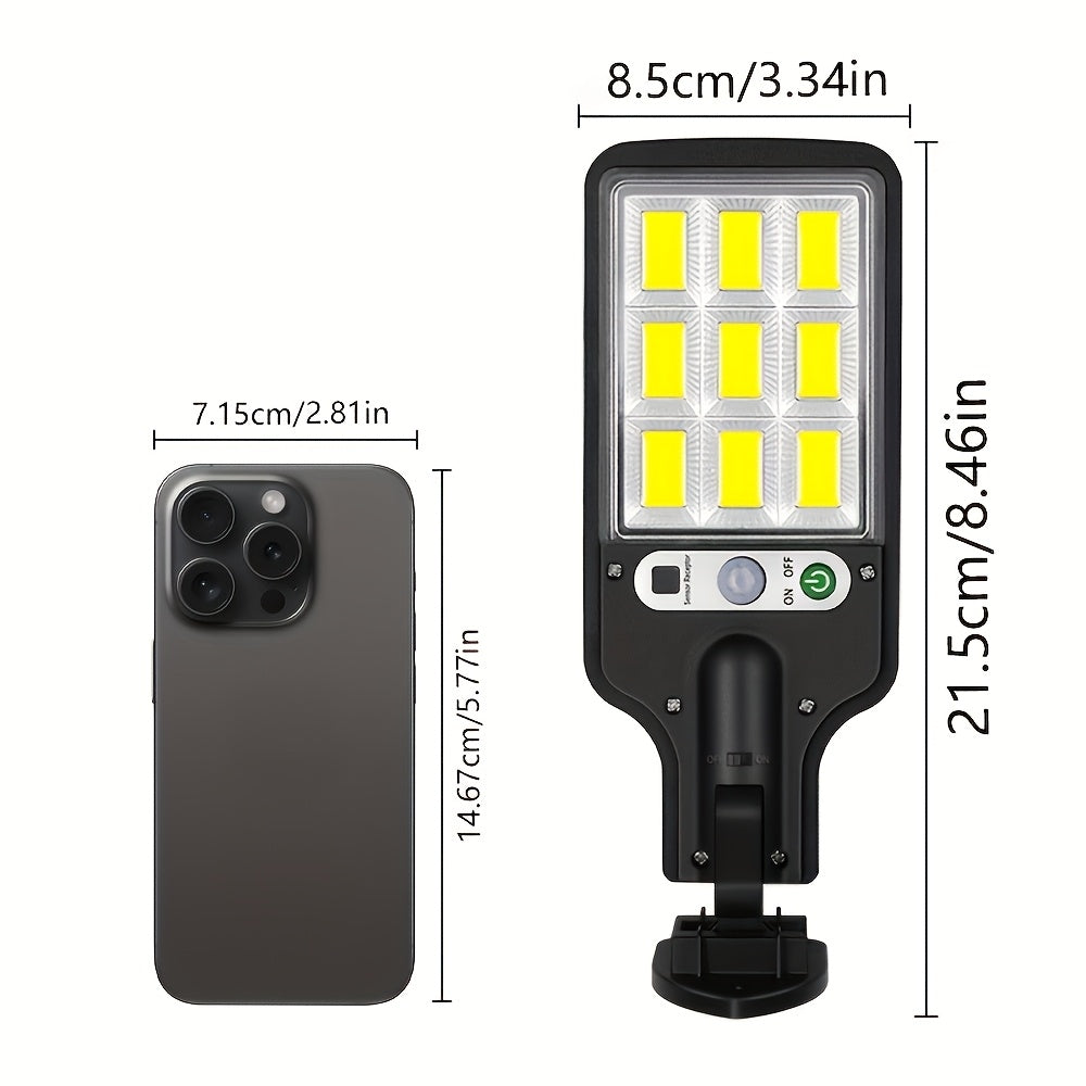 1 Piece 108/117COB Sensor Street Light, ABS Material, 28/60/72LED Ultra-High Power, Remote Control, 3 Functional Modes, Switchable Automatic Lighting in Darkness, High-Power Outdoor Recessed Mounting, Suitable for Roads