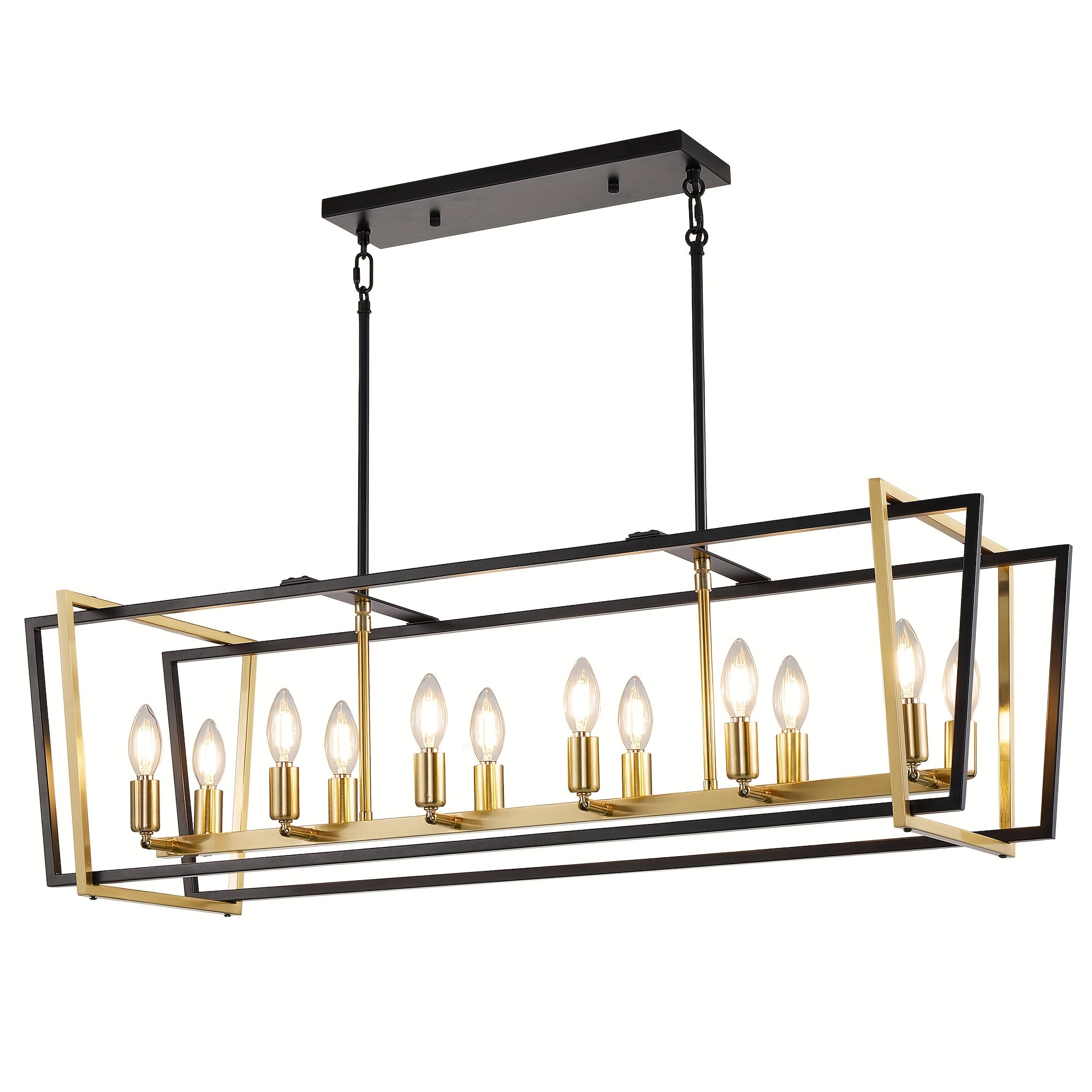 12-light modern linear rectangular pendant light for kitchen island