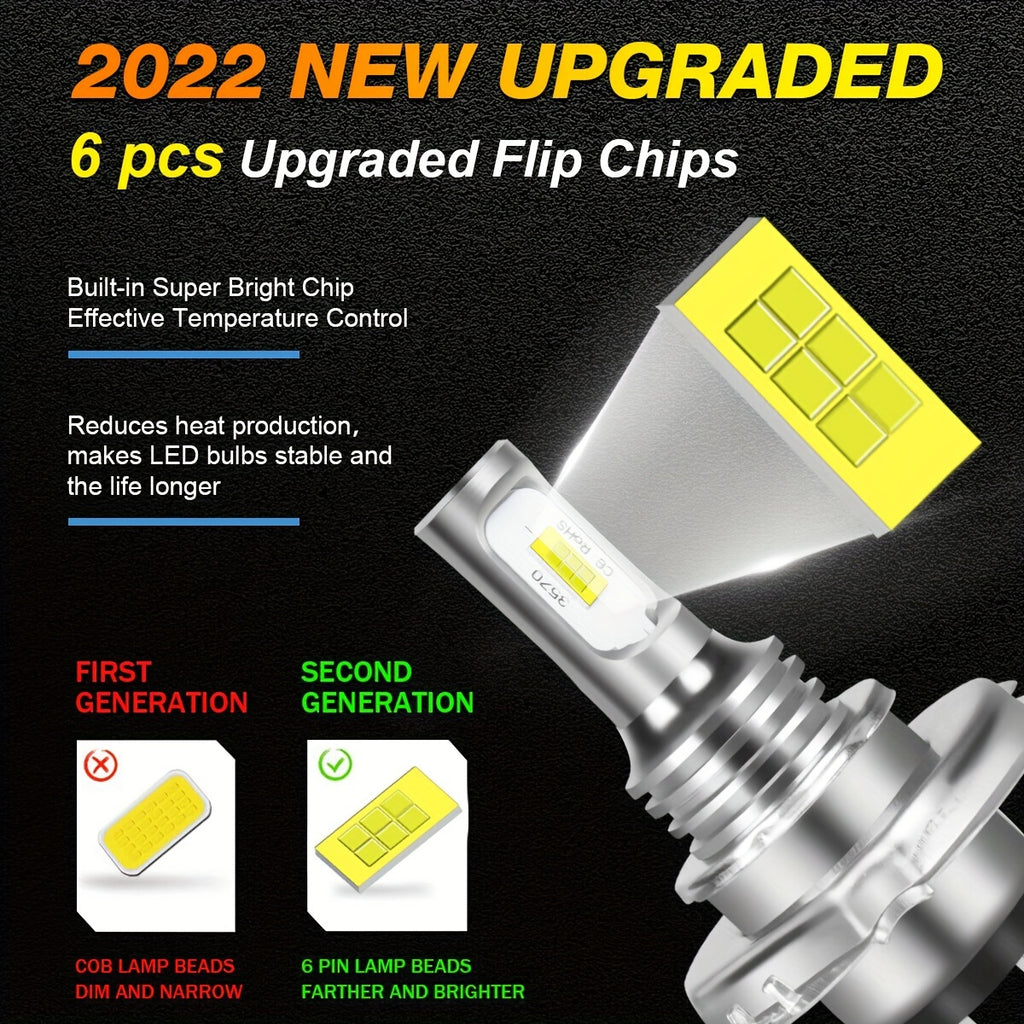 2 件装 H4 9003 3570 CSP 晶片 LED 头灯雾灯高/远光 6000K 白色 4300K 黄色 8000K 冰蓝色行车灯泡 DRL