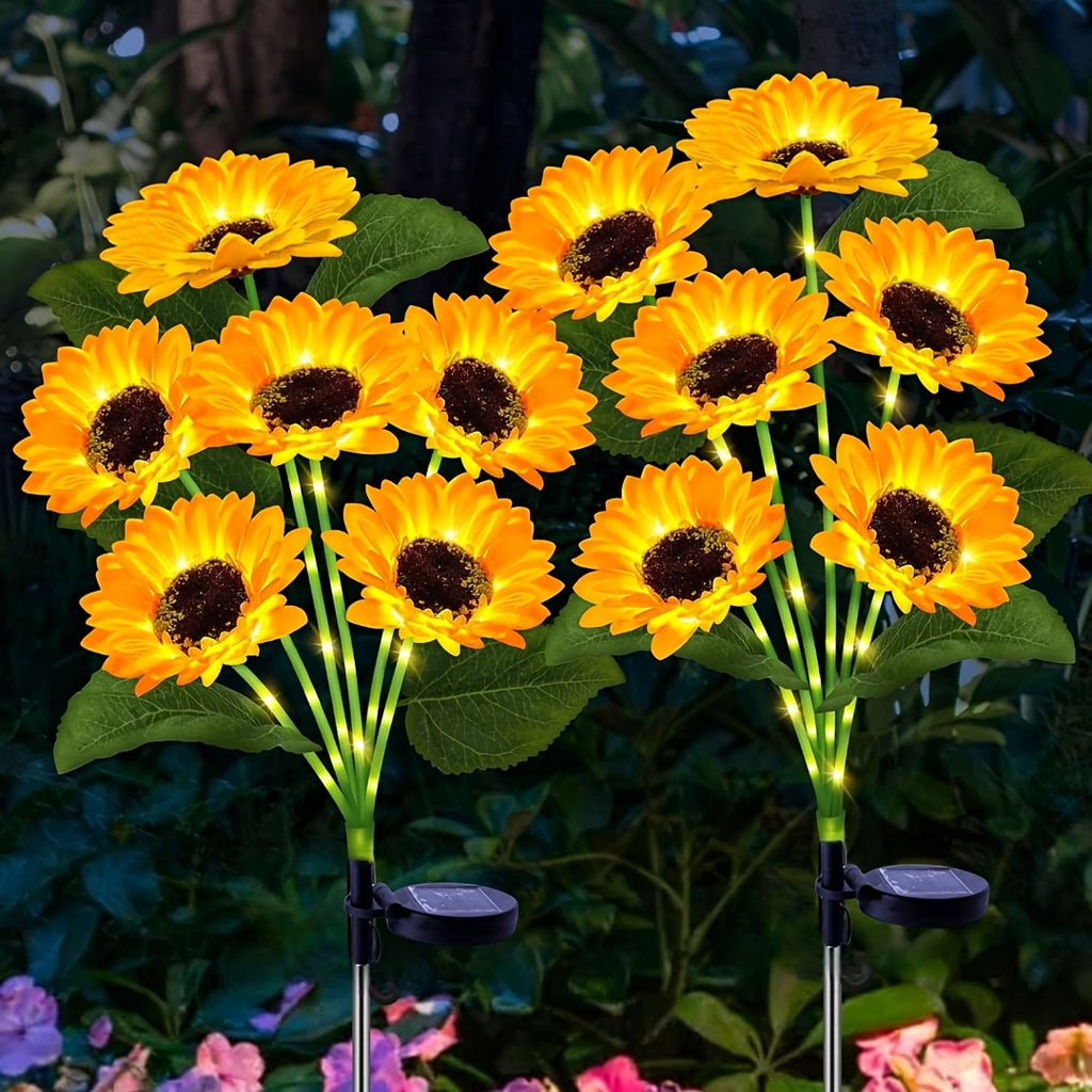 6 Pack Solar Sunflower Garden Light - Solar Flower String Light, Outdoor Solar Light for Parties, All-Season Garden Decoration, Courtyard and Lawn Decoration, Mother‘s Day, Father’s Day, Thanksgiving, Christmas, New Year Decoration