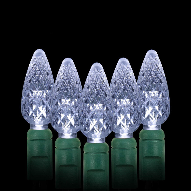C6 灯泡圣诞灯带计时器 - 50 LED 16.4 英尺草莓电池串灯，用于室外室内 - 迷你照明装饰庭院花环花环派对圣诞树圣诞装饰品