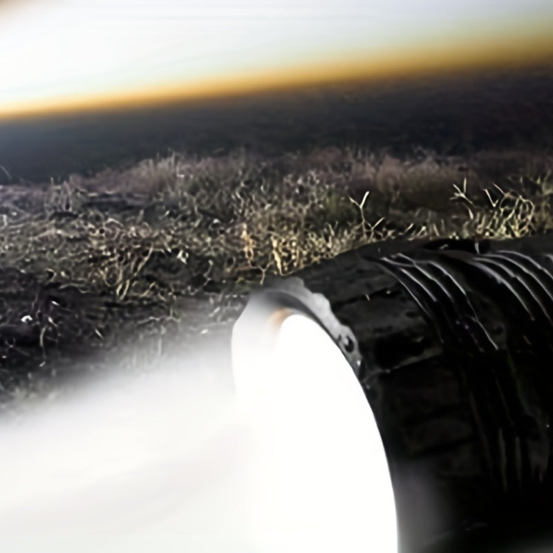 1 Solar/Rechargeable Multi-Functional LED Flashlight with Emergency Strobe, Battery, USB Charging Cable, Fast Charging, 800m Range, 3 Modes, Not Waterproof, PVC Material, ≤36V Operating Voltage