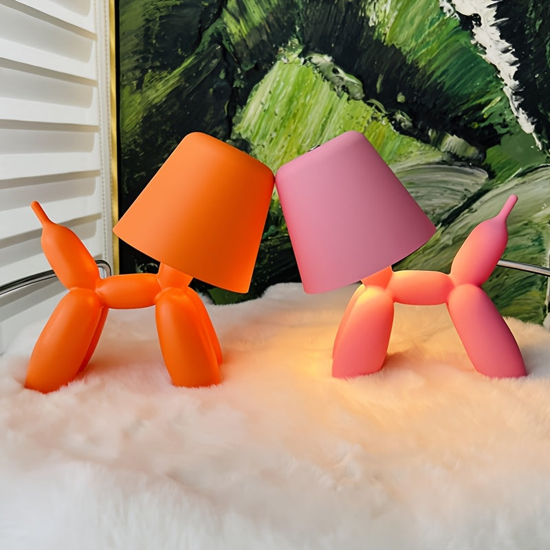Creative romantic balloon dog shaped table lamp, equipped with touch switch, three-color stepless dimming, battery powered, dachshund ambiance light — perfect choice for hotel parties, Valentine‘s Day gifts
