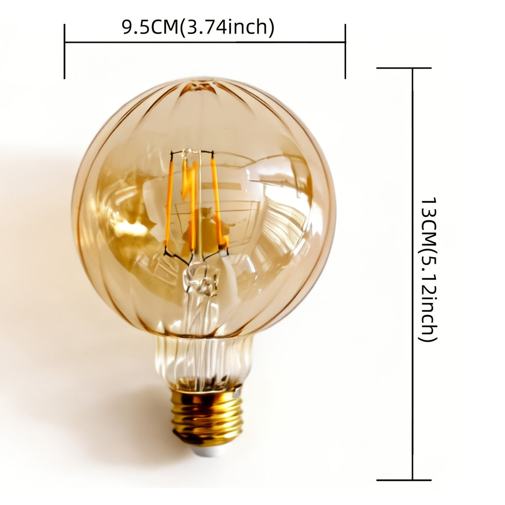 1-pack, vintage LED bulb wave gold tone 4W 120V E26 Edison classic decorative bulb 2700Kelvin warm light amber glass clear glass