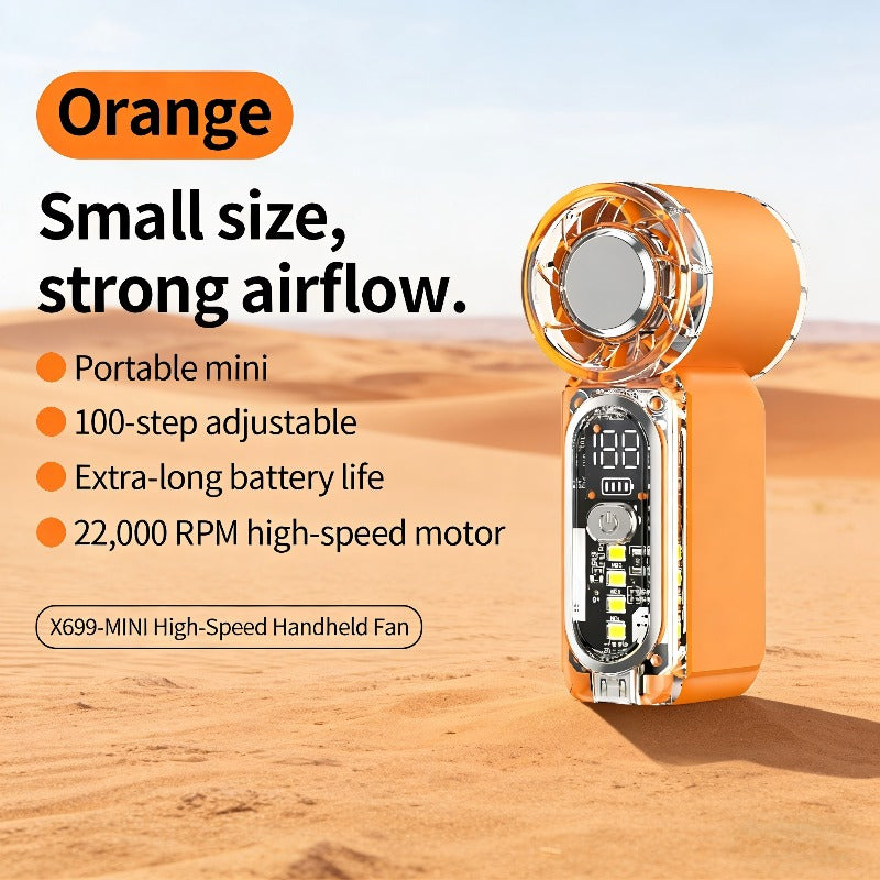 1800mAh Mini Portable Air Blower, Lightweight Design, High Speed & Strong Wind, 0-100 Gear Speed Adjustment, Low Noise, Pocket Portable Fan, Multiple Colors Available, Essential for Outdoor Camping & Daily Use