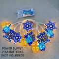 HANUKKAH LIGHTS，2米10灯光明节大卫之星灯串，LED六芒星烛台陀螺灯串，电池供电（不含电池），光明节礼物，光明节派对装饰品，适合房间卧室客厅餐厅壁炉楼梯橱窗装饰