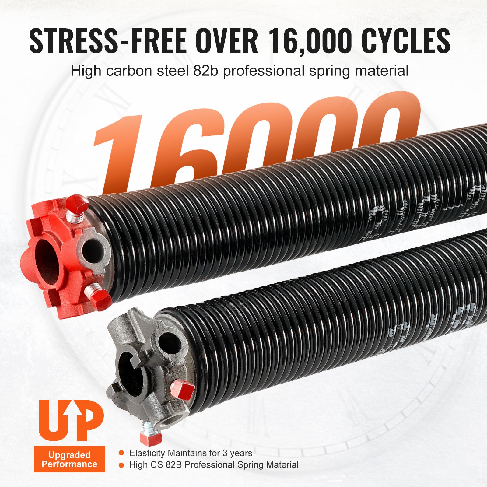Garage Door Torsion Spring, 16,000 Cycles, 0.25 x 2 x 30in / 0.207 x 2 x 22in / 0.218 x 2 x 24in / 0.218 x 2 x 23in, with Non-Slip Winding Bars, Installation Tools and Gloves, Electrophoretic Coating, for Replacement
