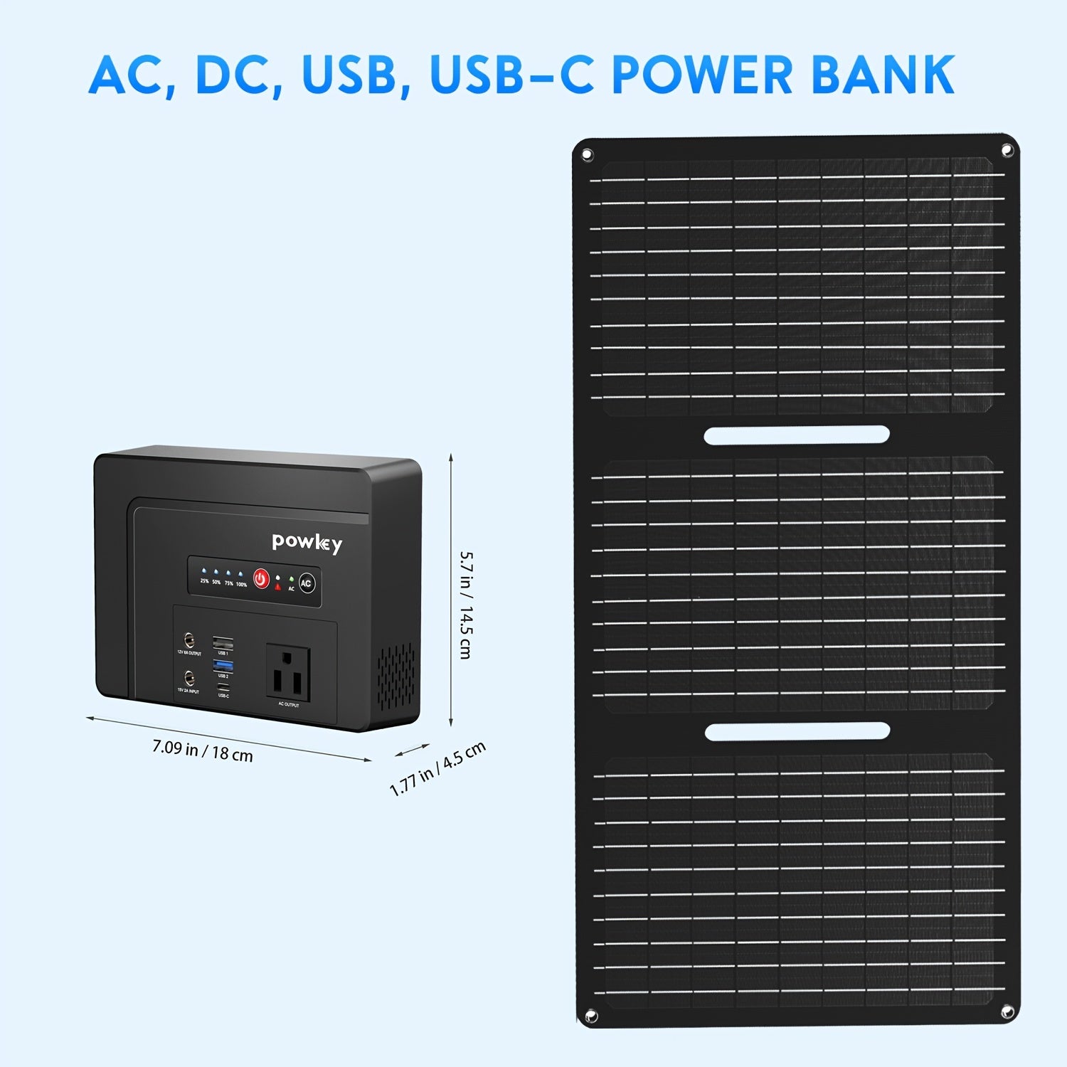 行動式電源站100W/200W，配備30W/40W行動式太陽能充電板套件，97.68Wh/146Wh行動式太陽能發電機鋰離子電池組，帶AC DC USB輸出埠，適用於颶風停電、戶外露營、房車旅行電源包