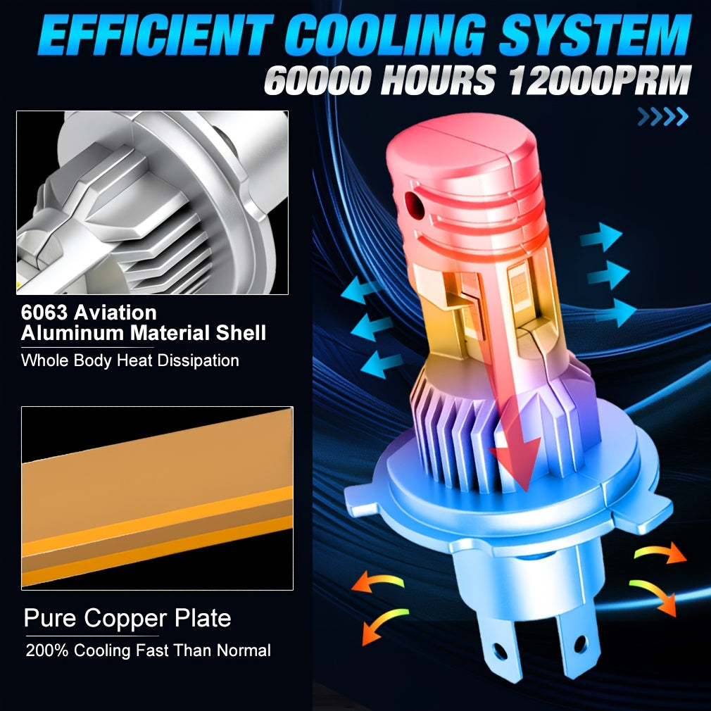 2-Pack H4 9003 LED Headlights Canbus Smart Control Super Bright H4 LED High/Low Beam for Car