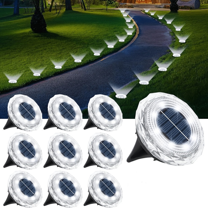 Solar Ground Light, Waterproof Outdoor Solar Light, Solar Garden Light Suitable for Courtyard, High Brightness Solar Disc Light, Recessed Landscape Lighting, Suitable for Patio, Path, Walkway, Driveway, White